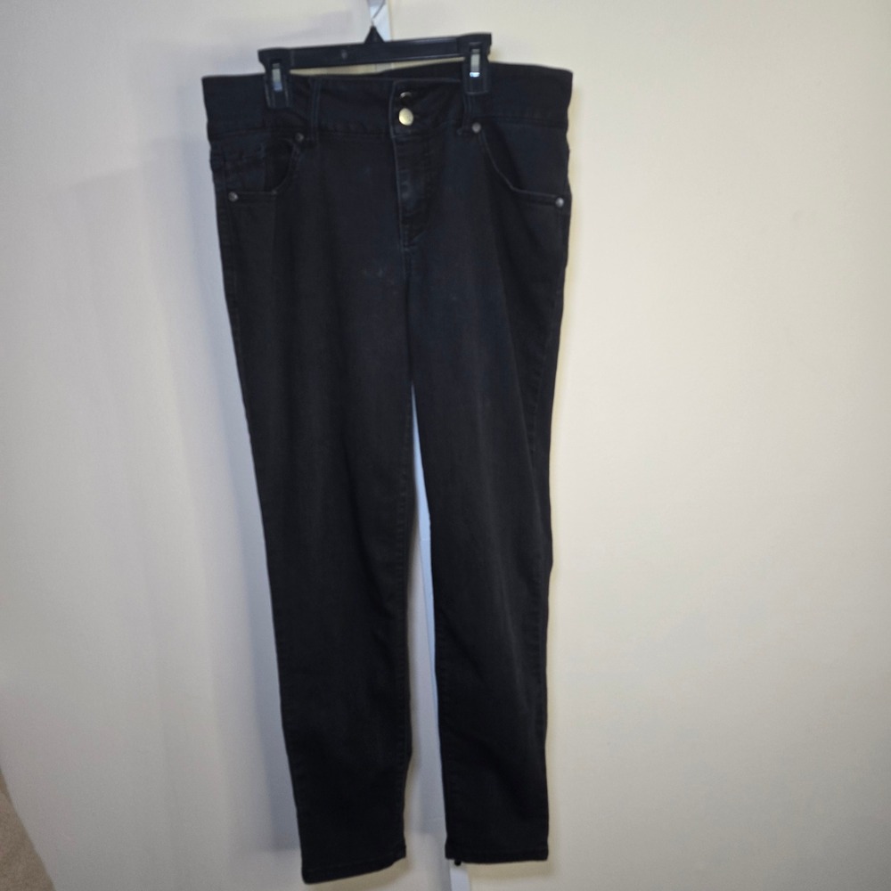 1822 Denim Womens Black High‎ Rise Skinny Jeans Size 14 Double Button Stretch